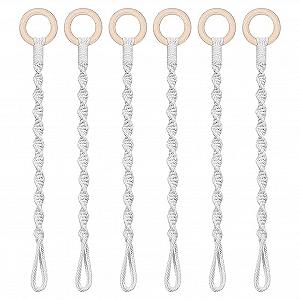 Подовжувачі для підвісів для рослин 6 штук макраме плетені ручної роботи з дерев'яним кільцем - Фото 1