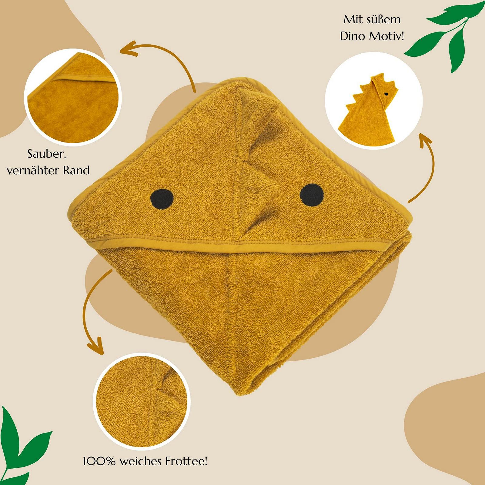 Полотенце с капюшоном Liomio Детское Dino Горчичный, 75 x 75 см, фото №7