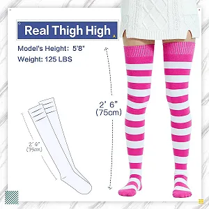 Жіночі шкарпетки DRESHOW, дуже довгі, вище коліна, смугасті, високі гольфи synthetic.ua - Фото 1