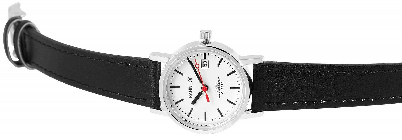 Жіночий годинник Train Station, чорний, штучна шкіра, довжина 22,5 см, діаметр 26 мм, з відображенням дати, легкий для читання, 3 стрілки, фото №2