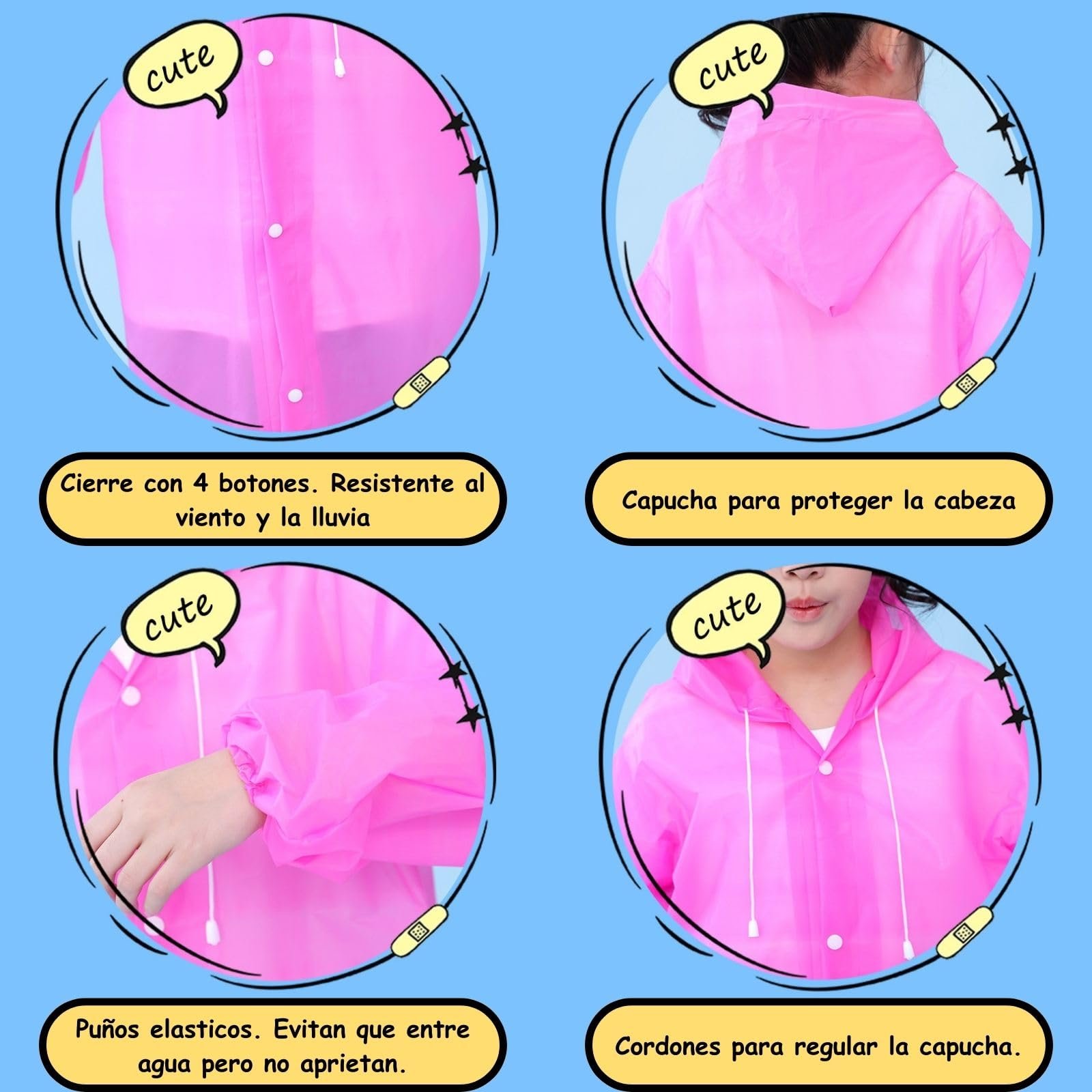 Детская водонепроницаемая куртка One Size Подходит всем детям ростом от 100 до 160 см (от 4 до 12 лет), дождевой плащ, различные цвета, фото №3