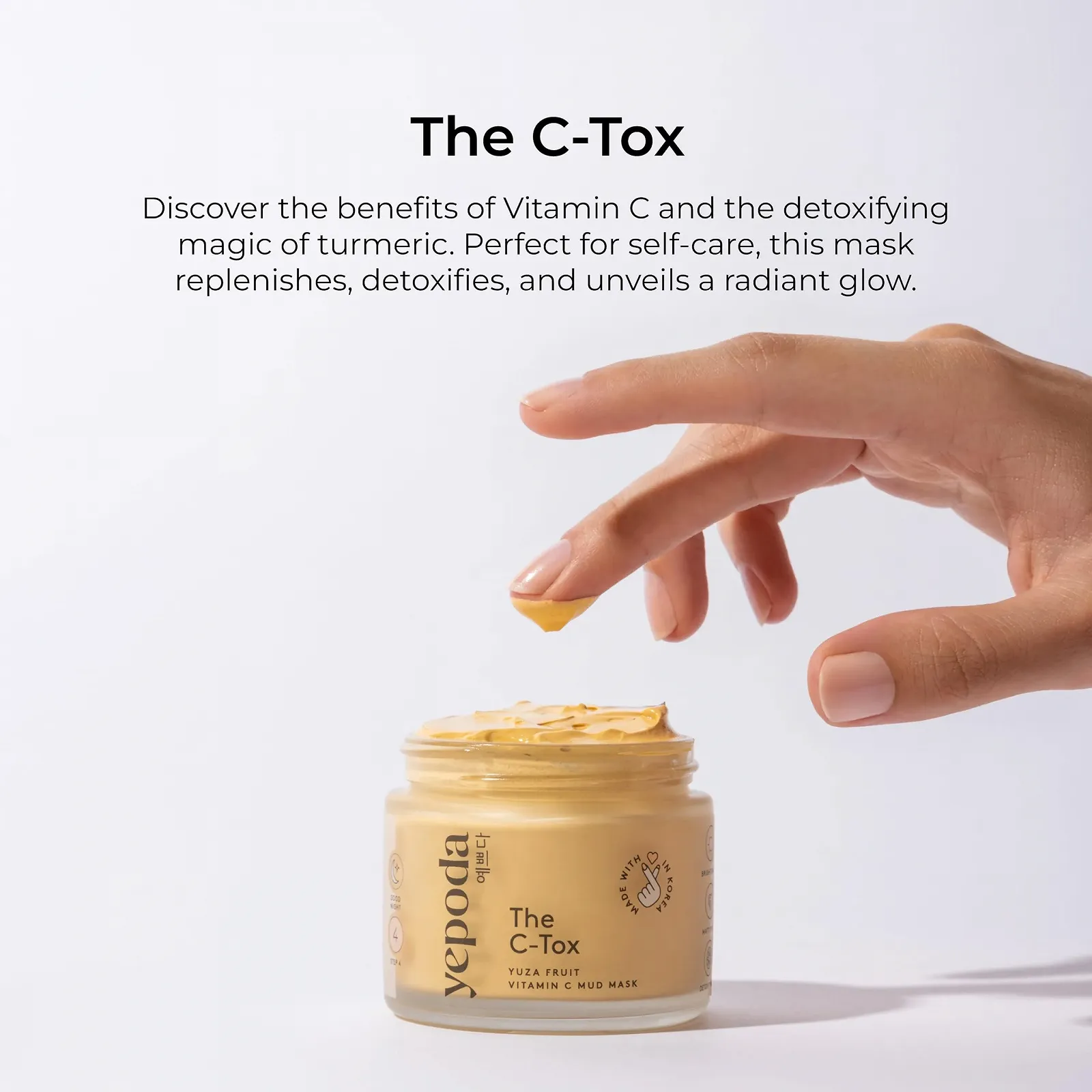 Маска Вітамін C Yepoda THE C-TOX з фруктом юзу та каоліном, корейська косметика (80 г), фото №2