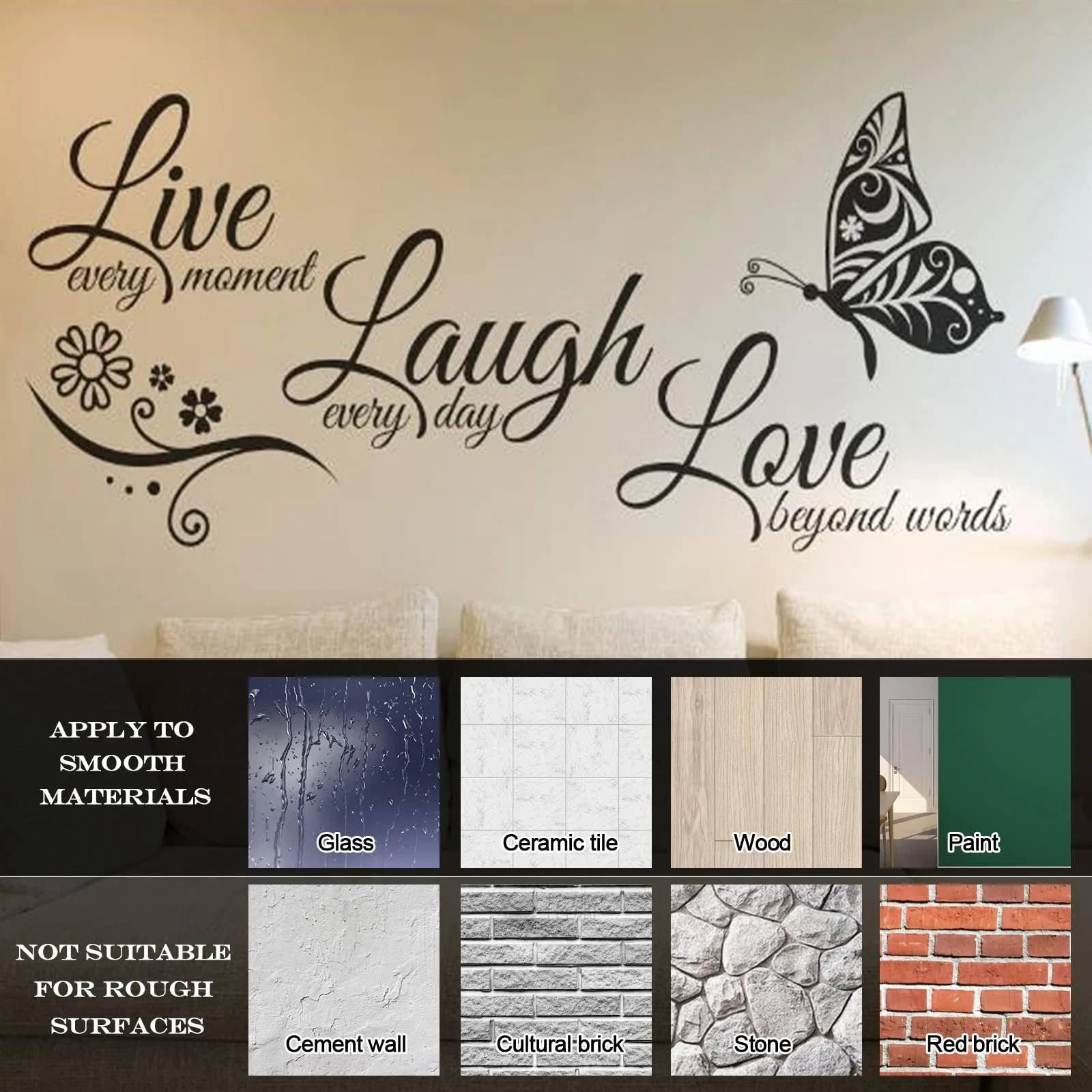 Настінні наклейки Мотиваційні цитати 27 x 58 см Чорний, фото №3