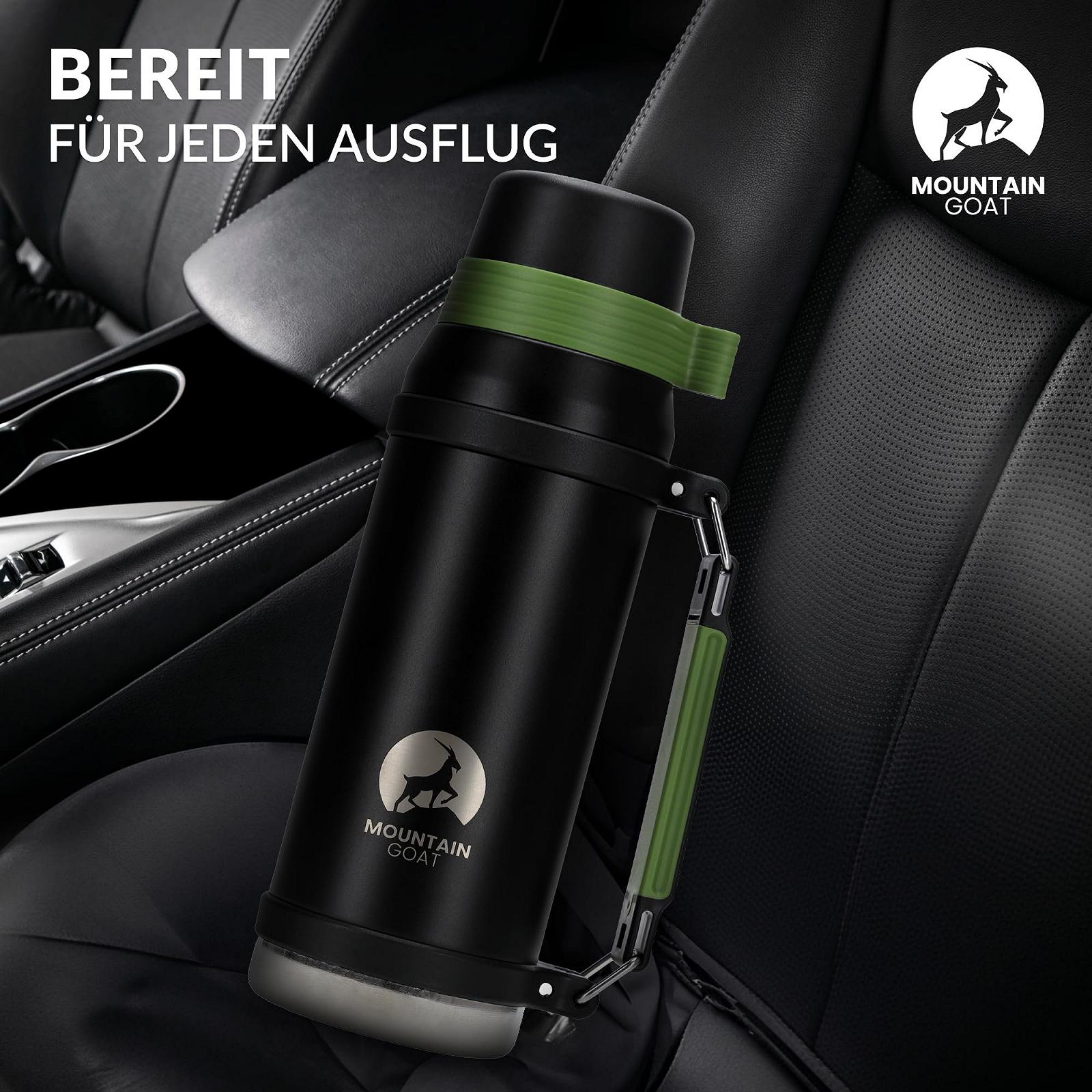 Термос MOUNTAIN GOAT XXL 2 l нержавіюча сталь, з ручкою, 24 години тепла, 48 годин холоду, герметичний, чорний/зелений, фото №9 Термос MOUNTAIN GOAT XXL 2 l нержавіюча сталь, з ручкою, 24 години тепла, 48 годин холоду, герметичний, чорний/зелений, фото №9