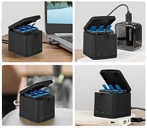 Зарядка GoPro 8/7/6/5 з двома акумуляторами Telesin BTR-802-B synthetic.ua - Фото 1