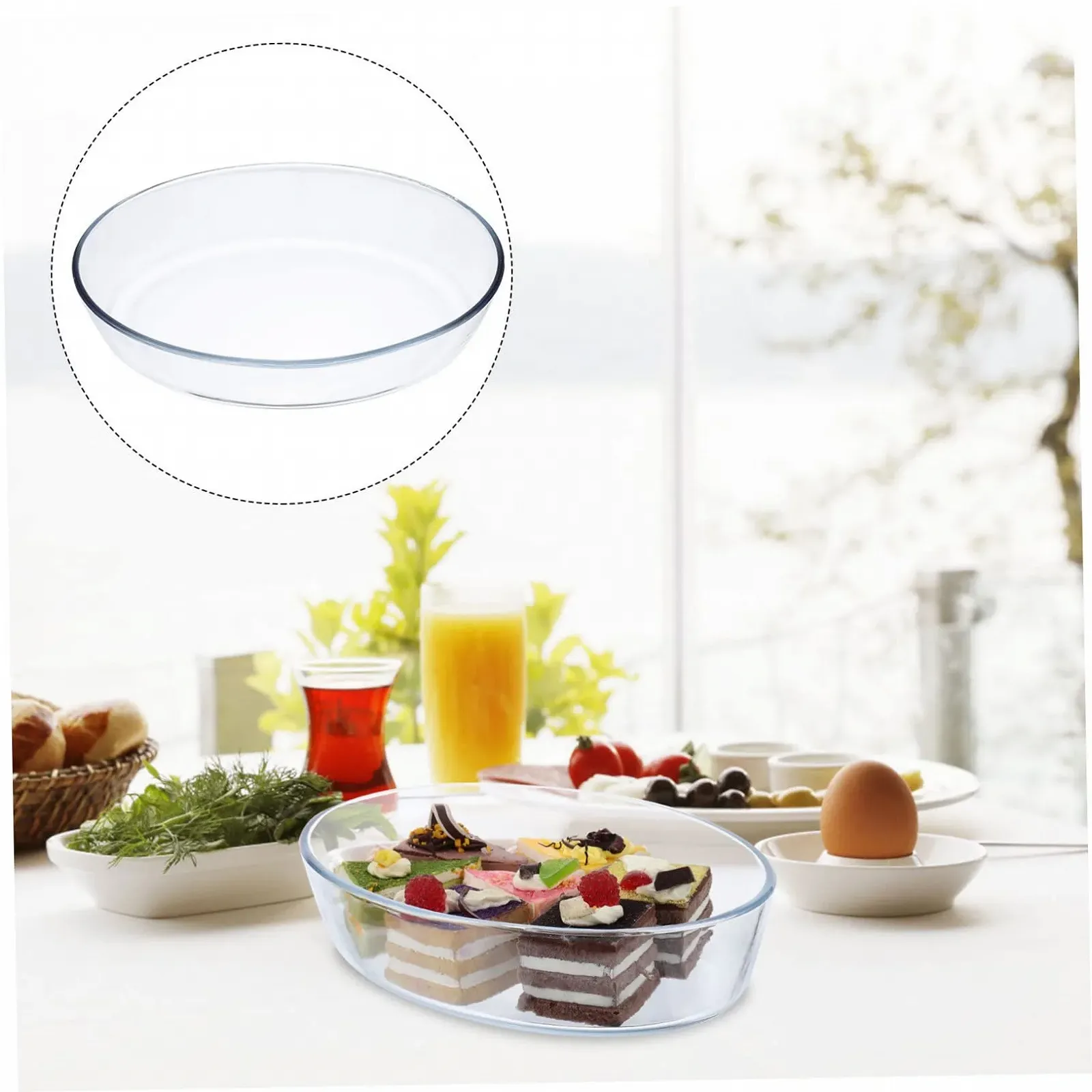 Форма для запекания GLEAVI Овальная Термостойкое стекло Закругленные края, фото №6