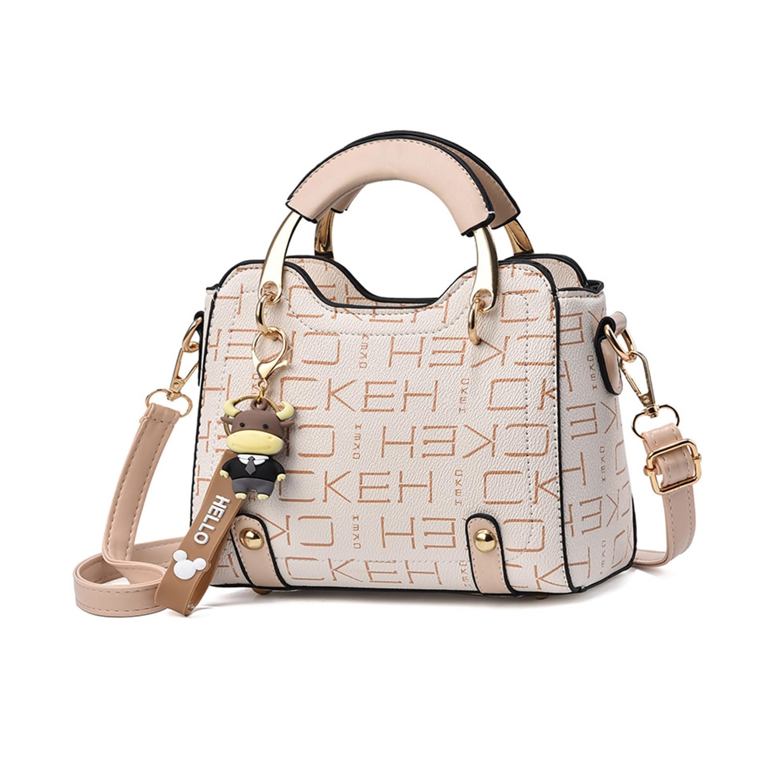 Сумка з верхньою ручкою NICOLE & DORIS Маленька на плече Модна зі штучної шкіри Міні з підвіскою, хакі з літерами, фото №1