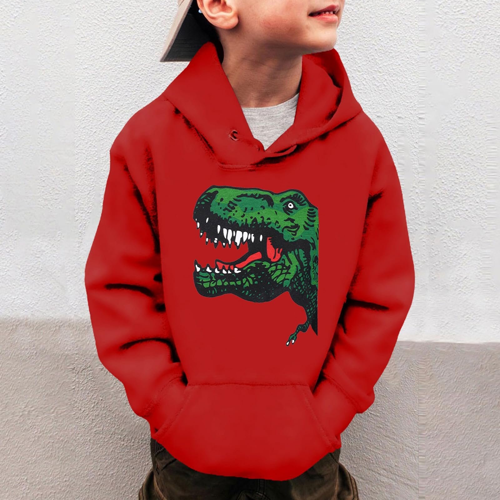 Толстовка с капюшоном Generisch Динозавр для мальчиков и девочек, с карманом, фото №2