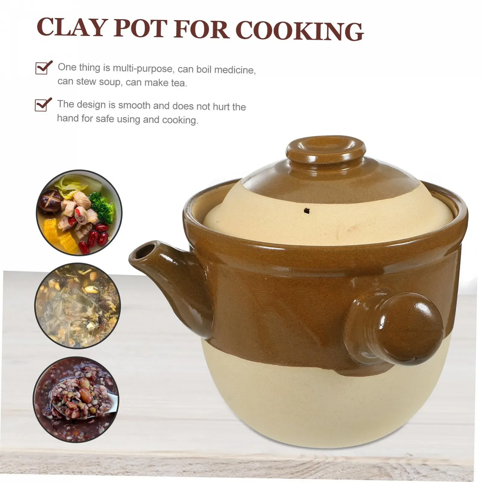 Кастрюля SOIMISS Керамическая Традиционная Китайская для открытого огня Черная, фото №5