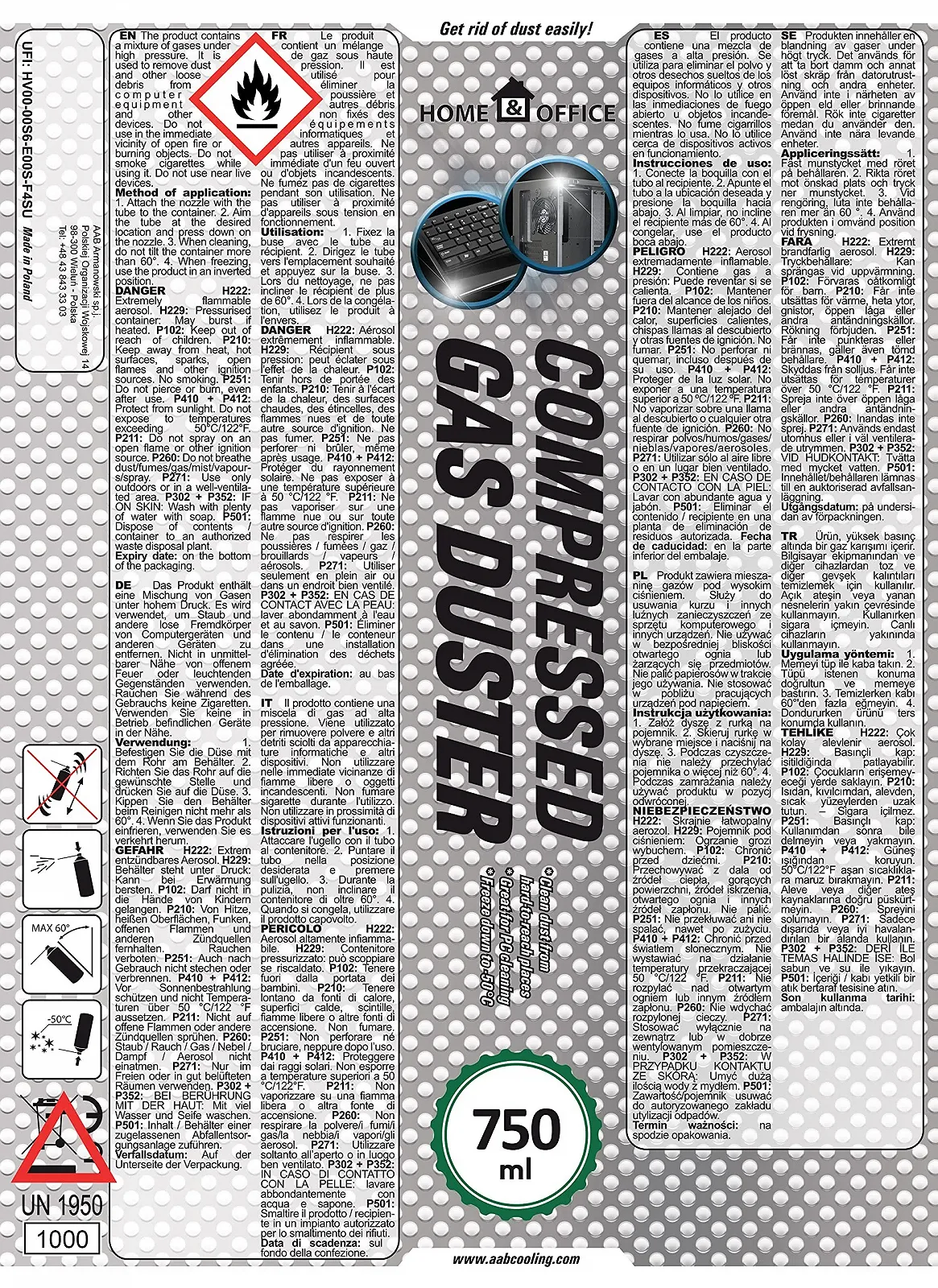 Стиснене повітря AABCOOLING Home & Office Gas Duster K2 2 x 750 мл, фото №2 Стиснене повітря AABCOOLING Home & Office Gas Duster K2 2 x 750 мл, фото №2