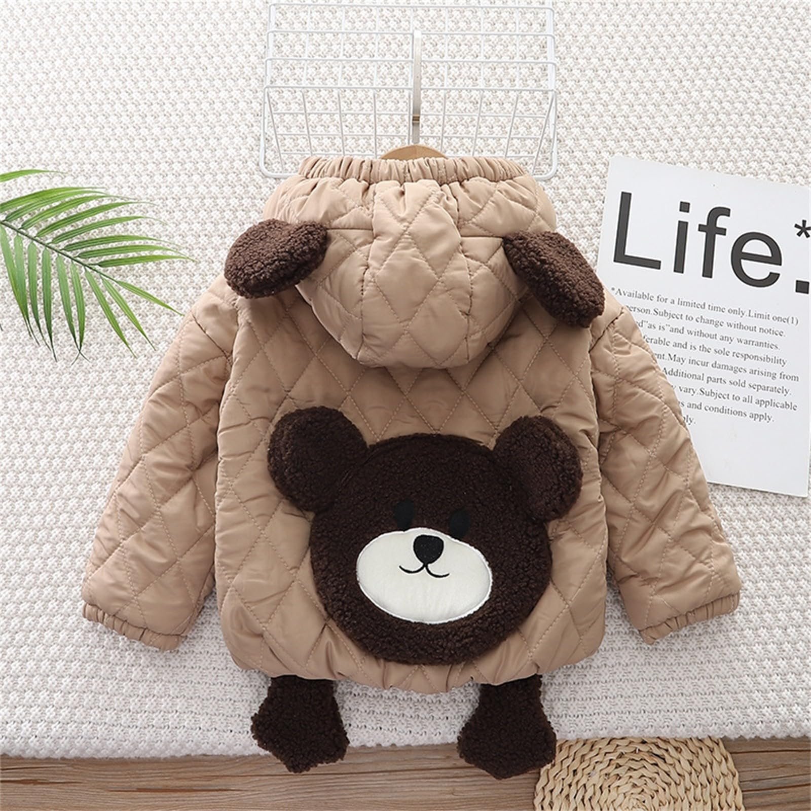 Куртка для девочки на осень и зиму, утепленная, стеганая, из хлопка, с трехмерным мультяшным рисунком, на молнии, с длинными рукавами, фото №3