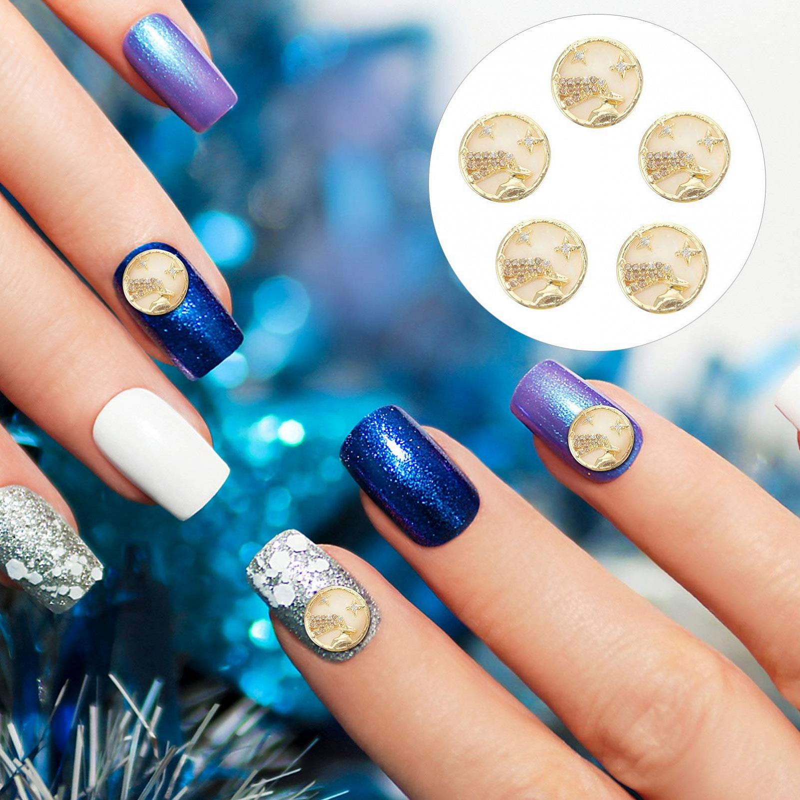 Стразы для ногтей FRCOLOR 5 шт. Цирконий, самоклеящиеся, металлик для маникюра, фото №8