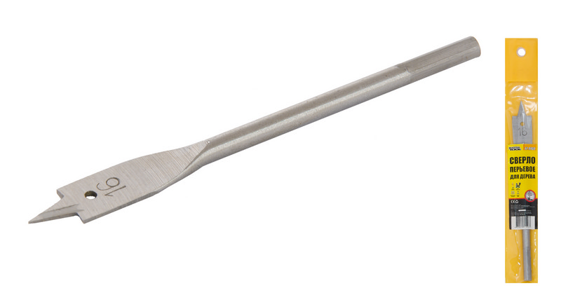 Свердло для дерева MASTERTOOL пір'яне 16х152 мм 6-гранний хвостовик 12-0160, фото №1