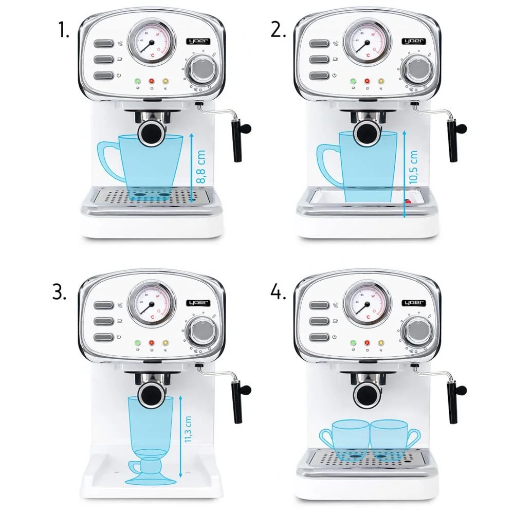 Кофеварка эспрессо YOER Breve EM01W 1100 W 20 Bar 1.2 L White, фото №5