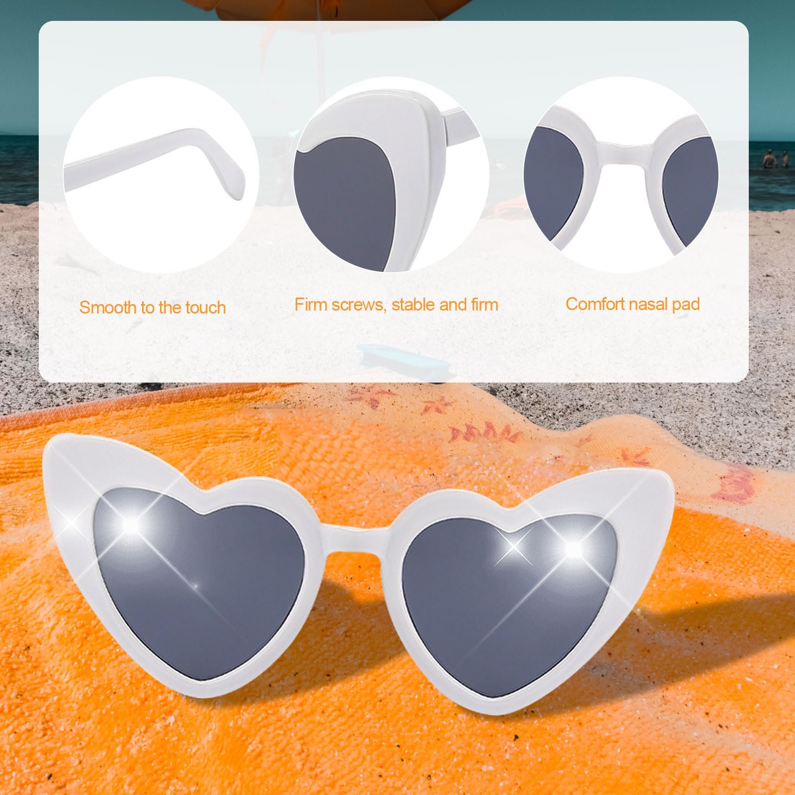 Солнцезащитные очки в форме сердца SKHAOVS, 70-ые, ретро, белые, любовь, кошачий глаз, фестивальные, UV400, 4 шт., фото №5 Солнцезащитные очки в форме сердца SKHAOVS, 70-ые, ретро, белые, любовь, кошачий глаз, фестивальные, UV400, 4 шт., фото №5