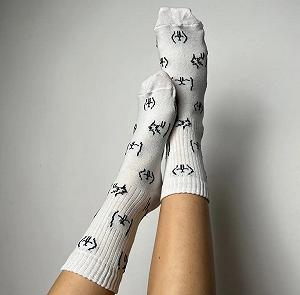 Мужские молодежные носки высокие демисезонные белые 39 - 44 размер - Фото 1