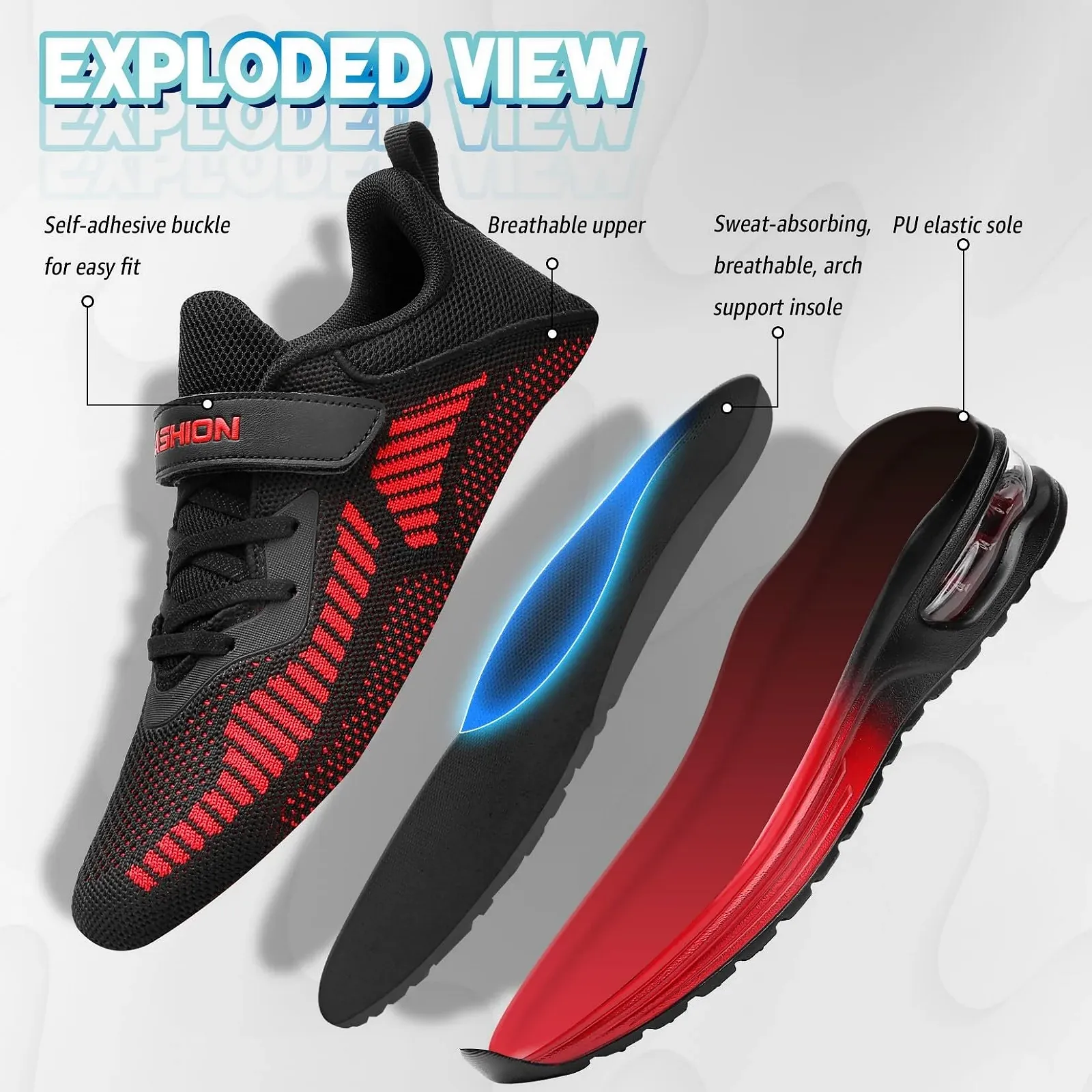 Кросівки ASHION і дівчаток, для ходьби, м'які, гнучкі, стабільні, для фітнесу, для приміщень, для дітей, фото №2