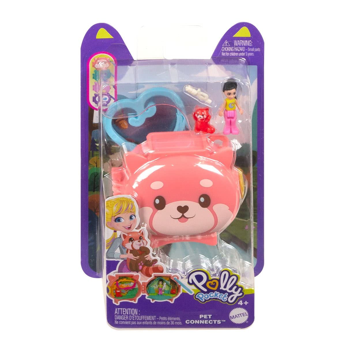 Сет Mattel Polly Pocket Pet Connects HKV49 Red Panda Micro Playset Фігурка + Тварина + Аксесуари, фото №1