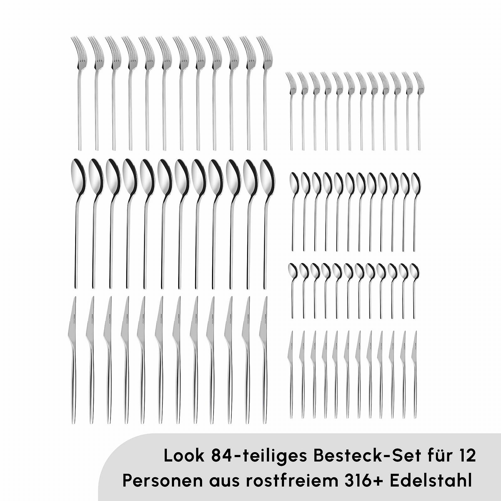 Набір столових приборів Karaca Look, 84 предмети на 12 персон з преміальною коробкою 316+, сталь 18/10, фото №2 Набір столових приборів Karaca Look, 84 предмети на 12 персон з преміальною коробкою 316+, сталь 18/10, фото №2