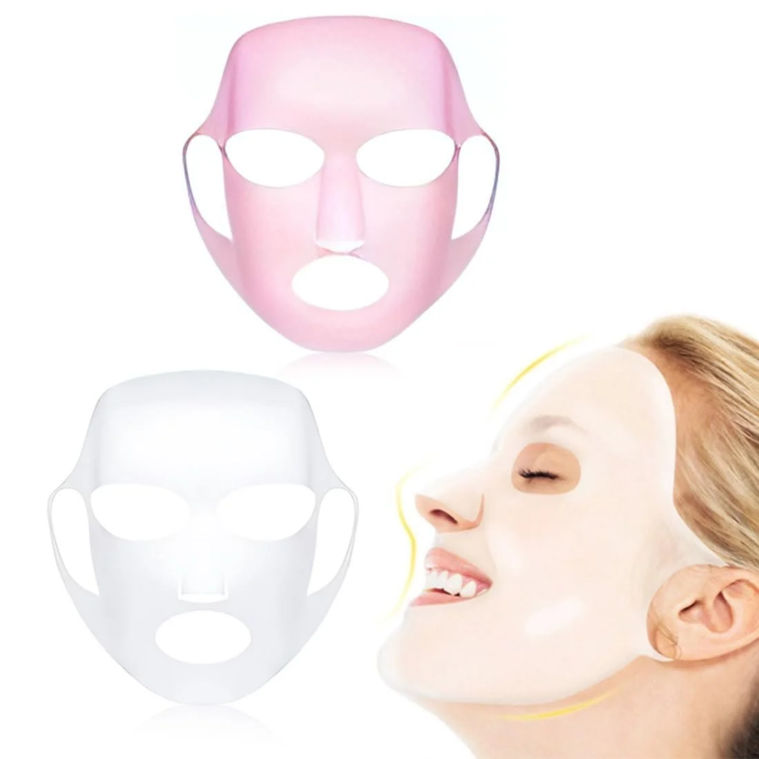 Маска Силіконова WHYCNJL 2 шт Білий, Рожевий, фото №1