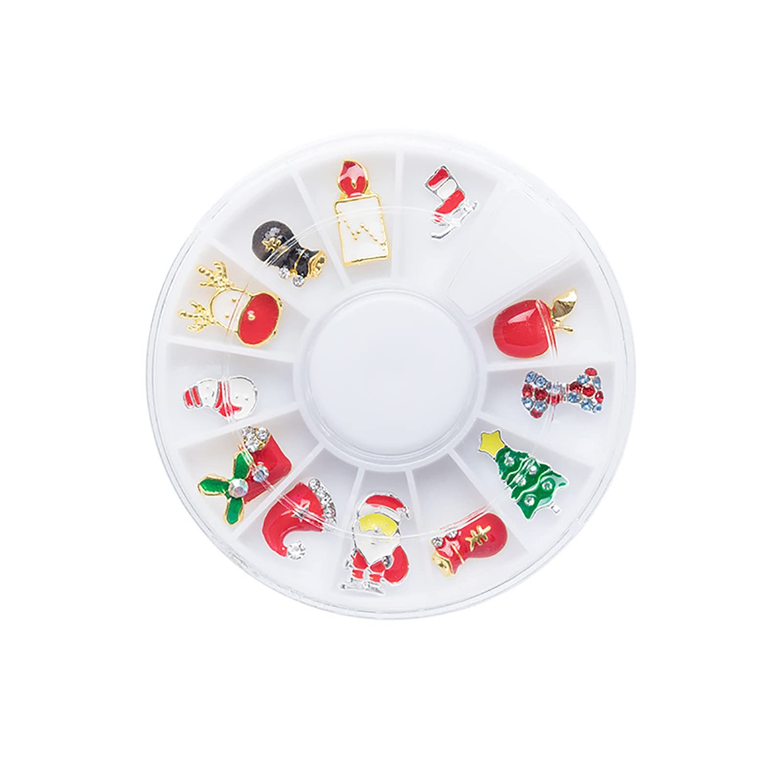 Стразы для ногтей DIY 12 ячеек Блестки 3D Санта Рождественский чулок, фото №1