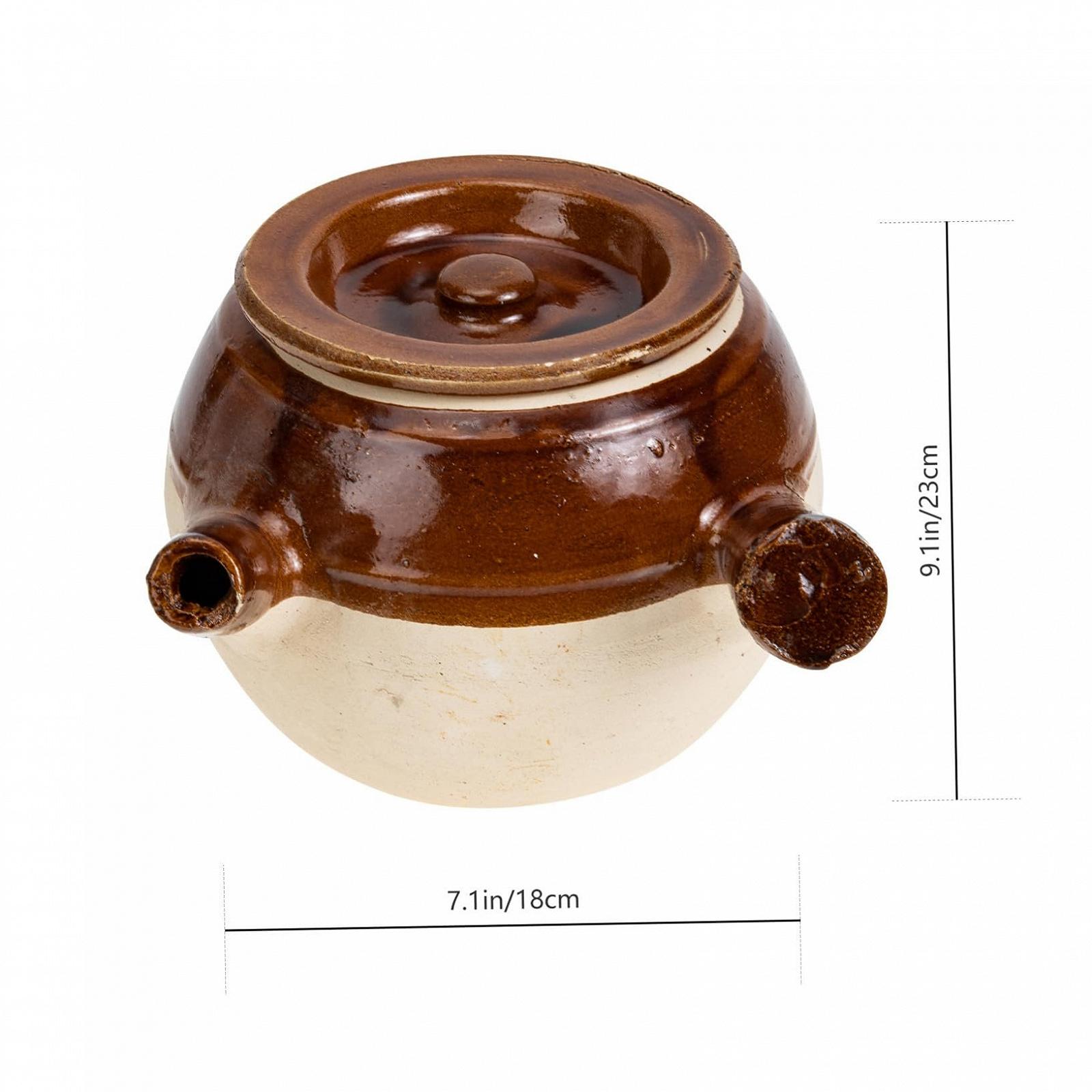 Кастрюля для китайской медицины керамическая традиционная для газовой плиты 1600 мл жаропрочная с ручками, фото №2