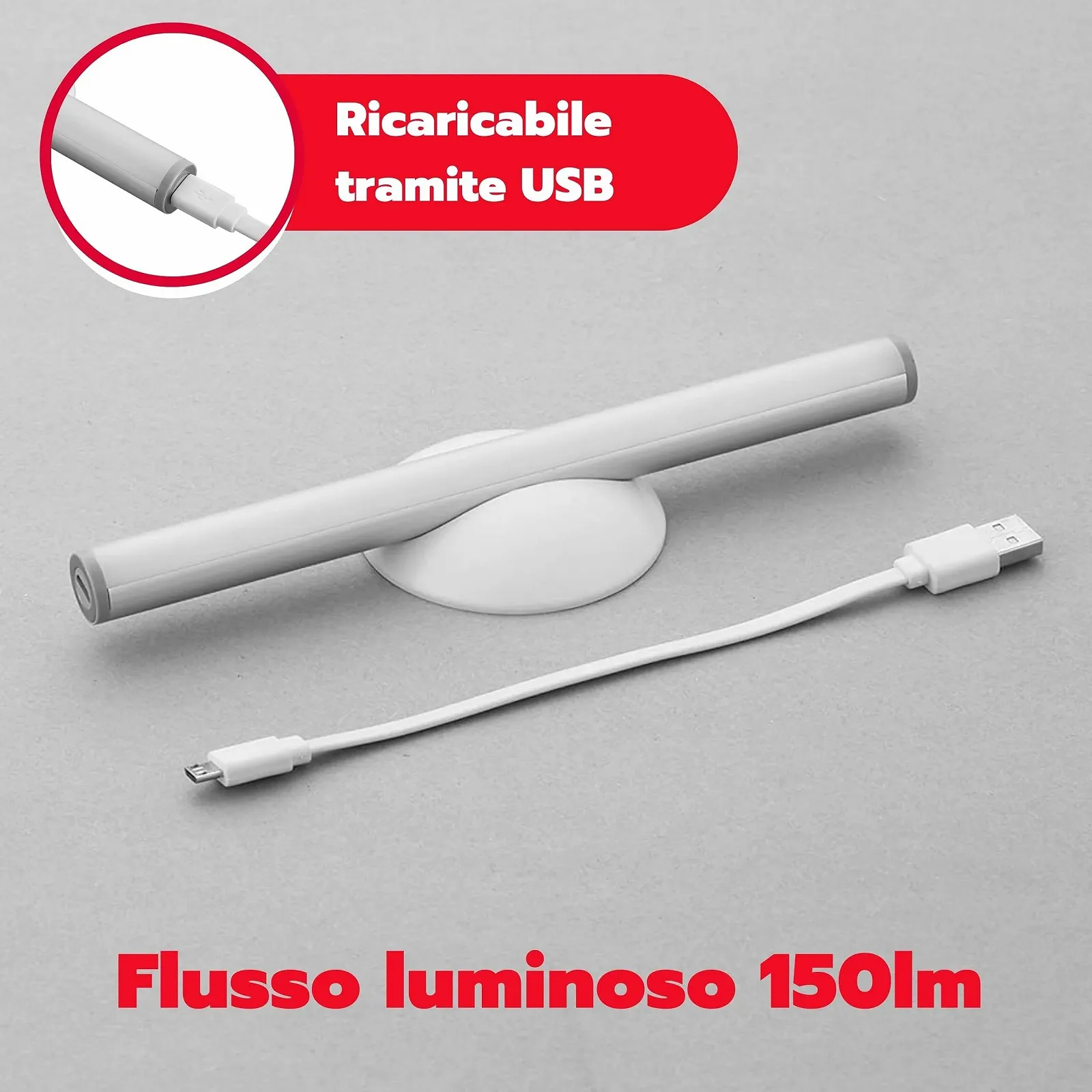 Настільна лампа Poly Pool StiluxPlus PP3112 світлодіодна акумуляторна USB 150 лм магнітна 360° 3 рівні яскравості Біла, фото №4