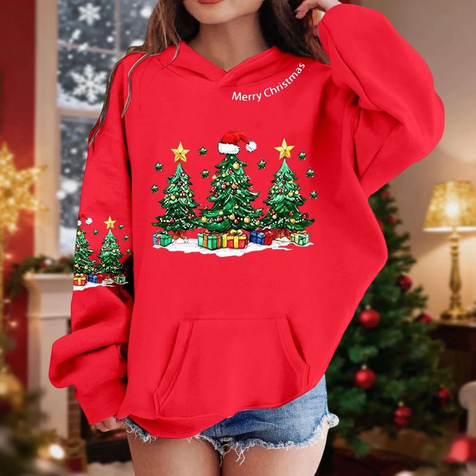 Худі Bedruckt М'який Фліс Вільний крій Святковий Різдвяний, фото №3