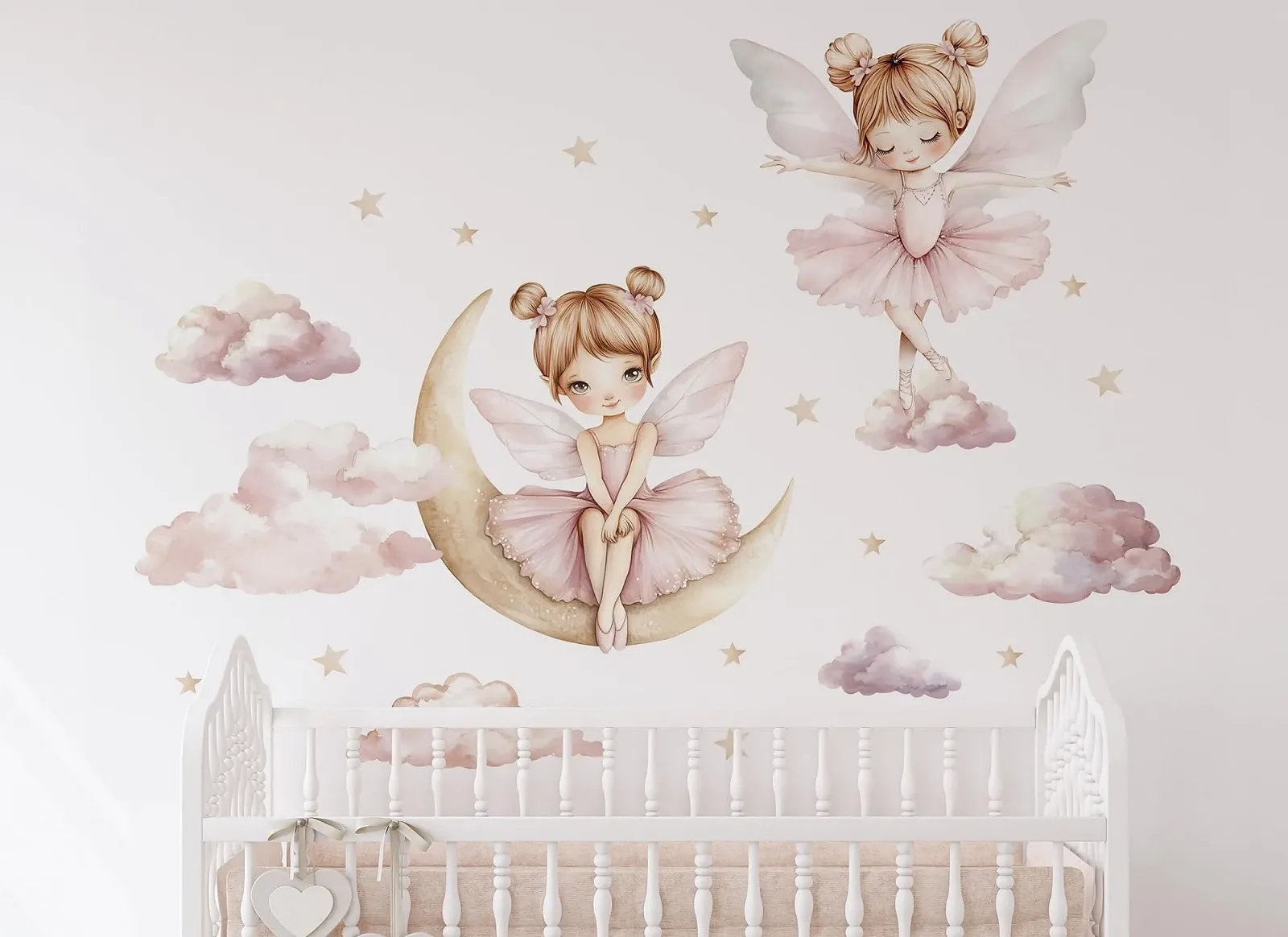 Наклейка на стіну Osomhom Ballerinas Балерина на місяці та хмарах L, фото №1