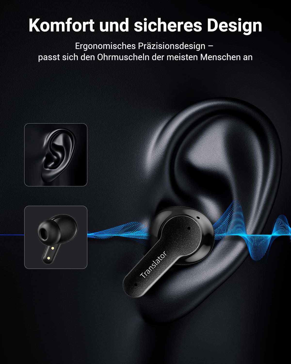 Навушники-перекладачі Wooask M3, Bluetooth 5.4, з мікрофоном ENC, для подорожей, навчання та бізнесу, фото №8