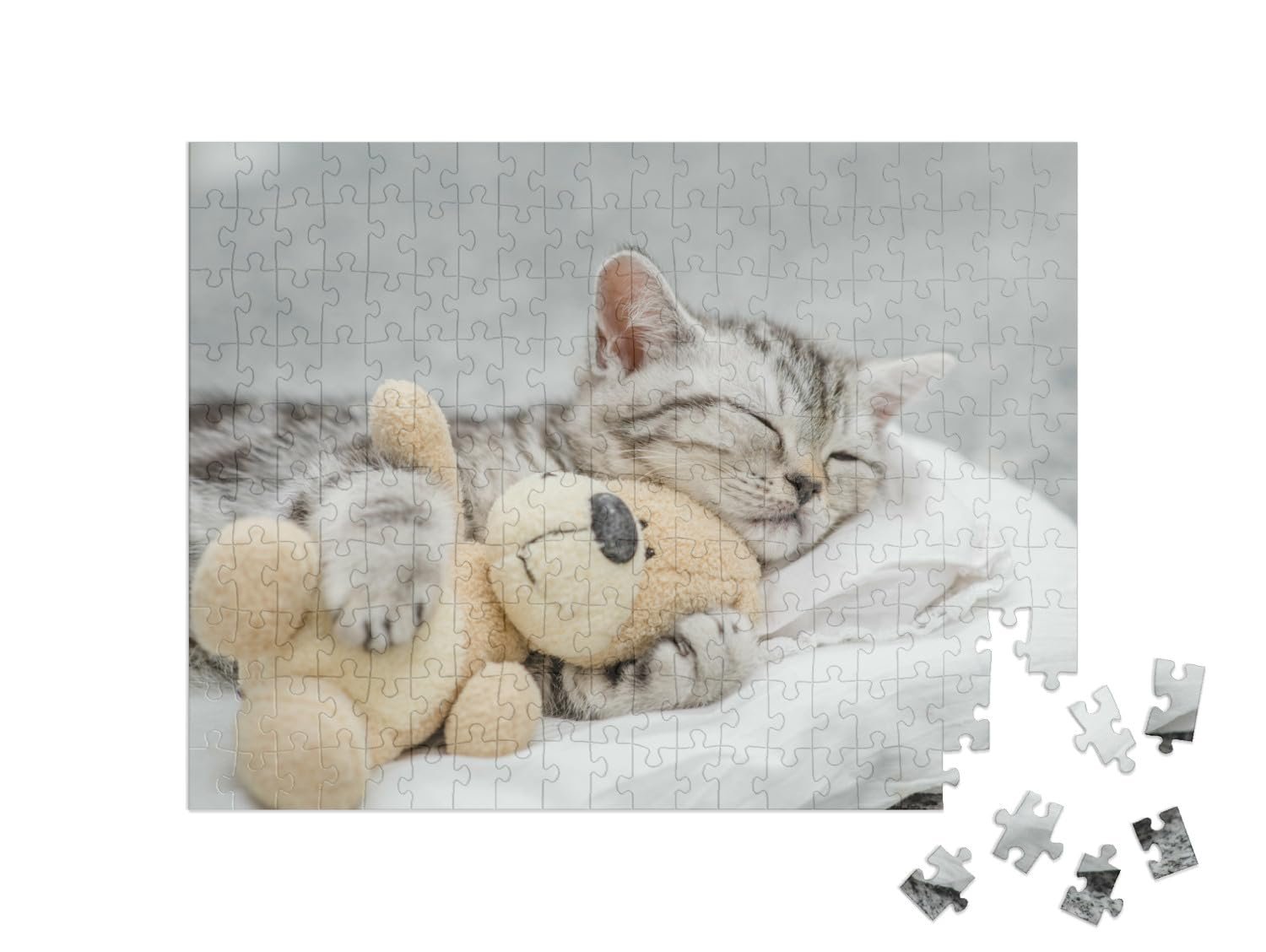 Пазл puzzleYOU Animal America Cat Puzzles Милый котенок Смайли с мишкой 200 элементов, фото №2