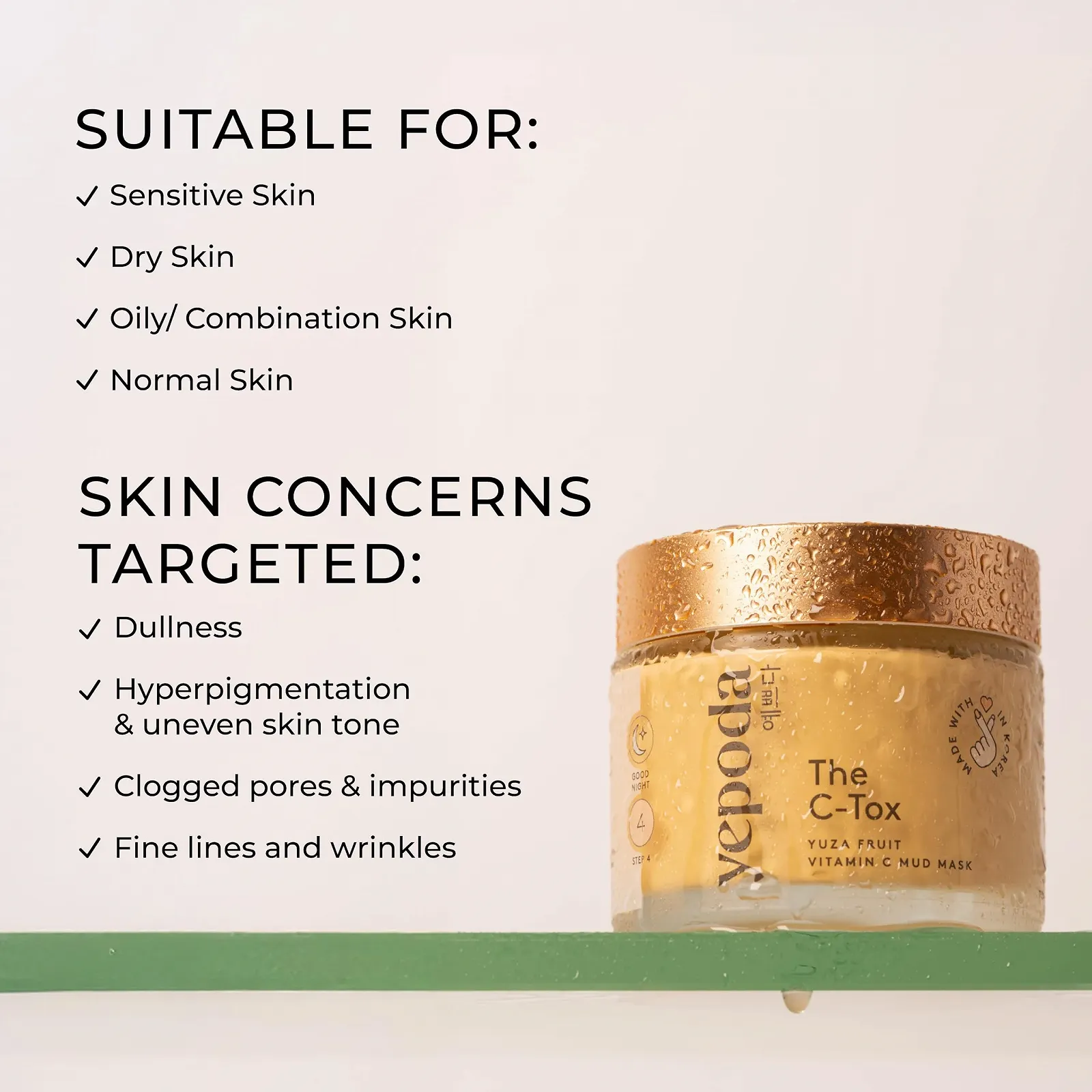 Маска Вітамін C Yepoda THE C-TOX з фруктом юзу та каоліном, корейська косметика (80 г), фото №3