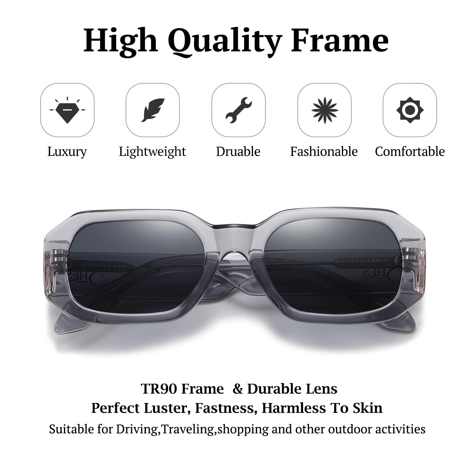 Сонцезахисні окуляри Прямокутні SHES Модні 90-х Поляризовані вузькі квадратні SH1007, фото №5