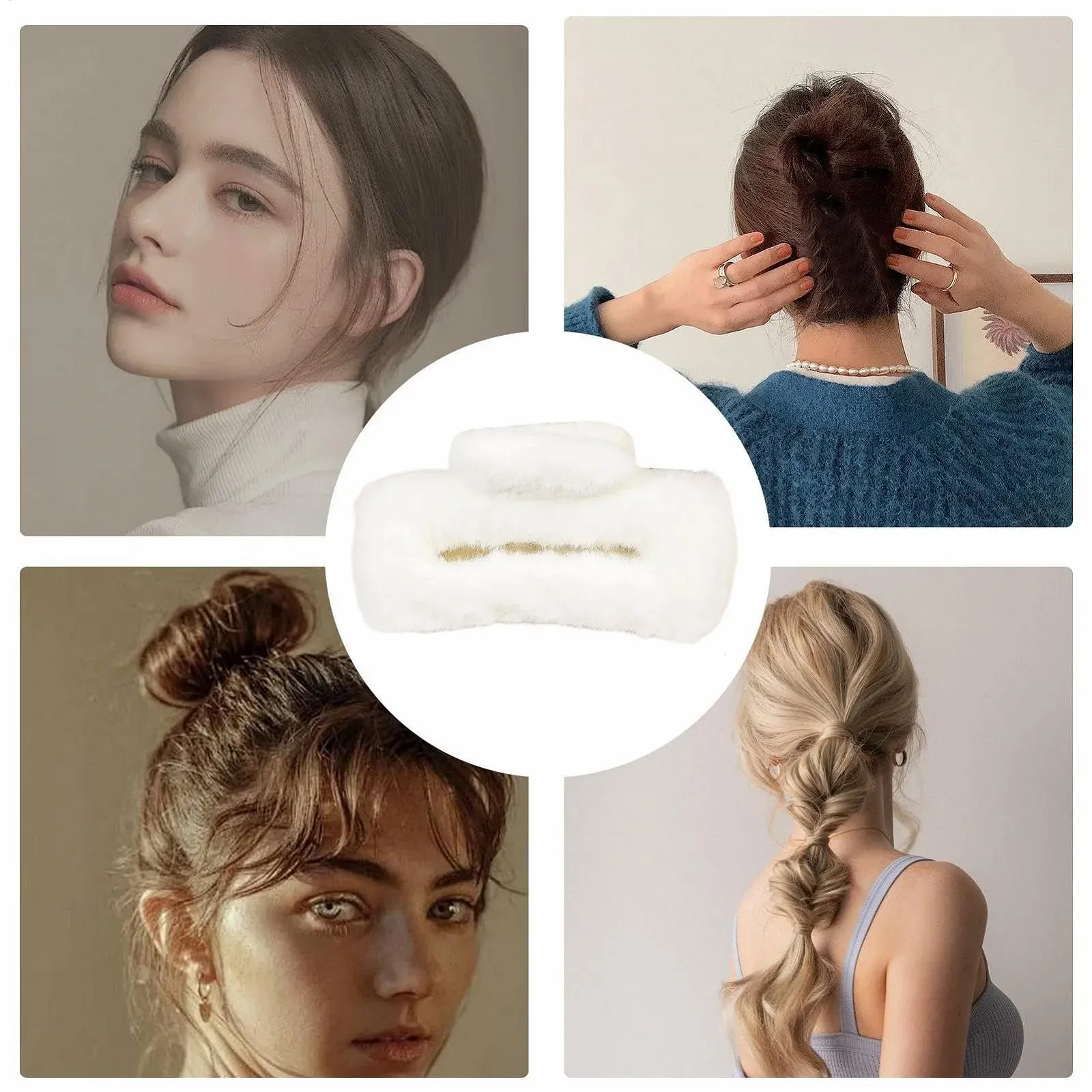 Заколка для волосся Zunishaone Fuzzy, велика, плюшева, нековзна, для густого та довгого волосся, фото №4 Заколка для волосся Zunishaone Fuzzy, велика, плюшева, нековзна, для густого та довгого волосся, фото №4