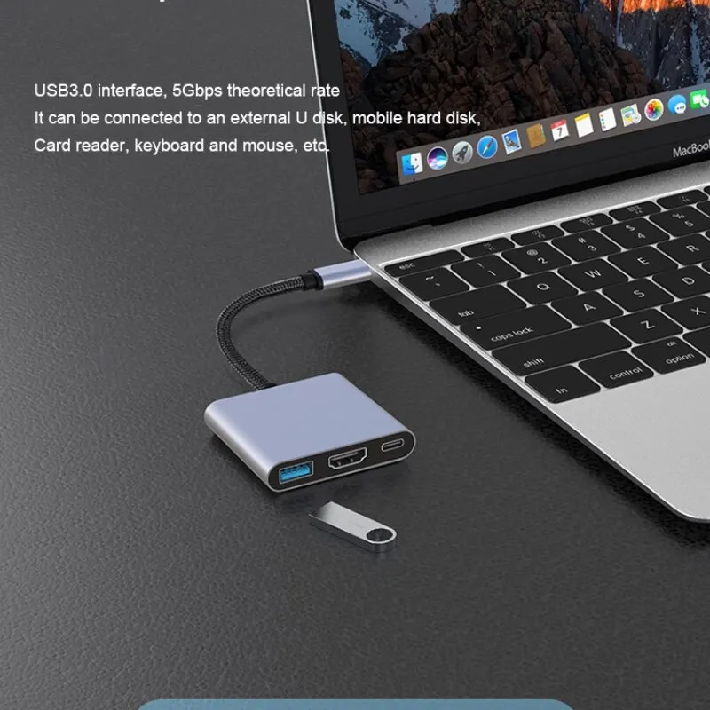 USB-хаб Onvian адаптер HUB 3in1 USB-C to USB 3.0/HDMI/USB-C для Nintendo Switch, NoteBook, фото №7