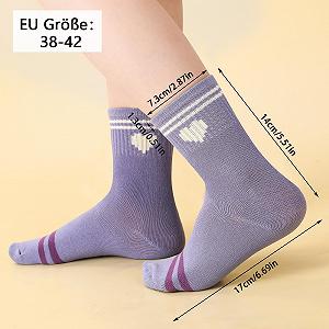 Носки теннисные женские с сердечком, 5 пар, спортивные носки, ретро носки в полоску, хлопковые носки, носки для бега, носки до середины голени, рабочие носки (разноцветные) synthetic.ua - Фото 1