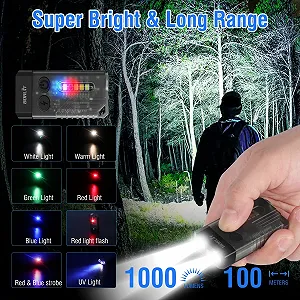 Ліхтар BORUIT V10 LED Перезаряджуваний 1000LM Міні Брелок з 365nm УФ, Магніт, 14 Режимів IPX4 Водонепроникний, Портативний synthetic.ua - Фото 1