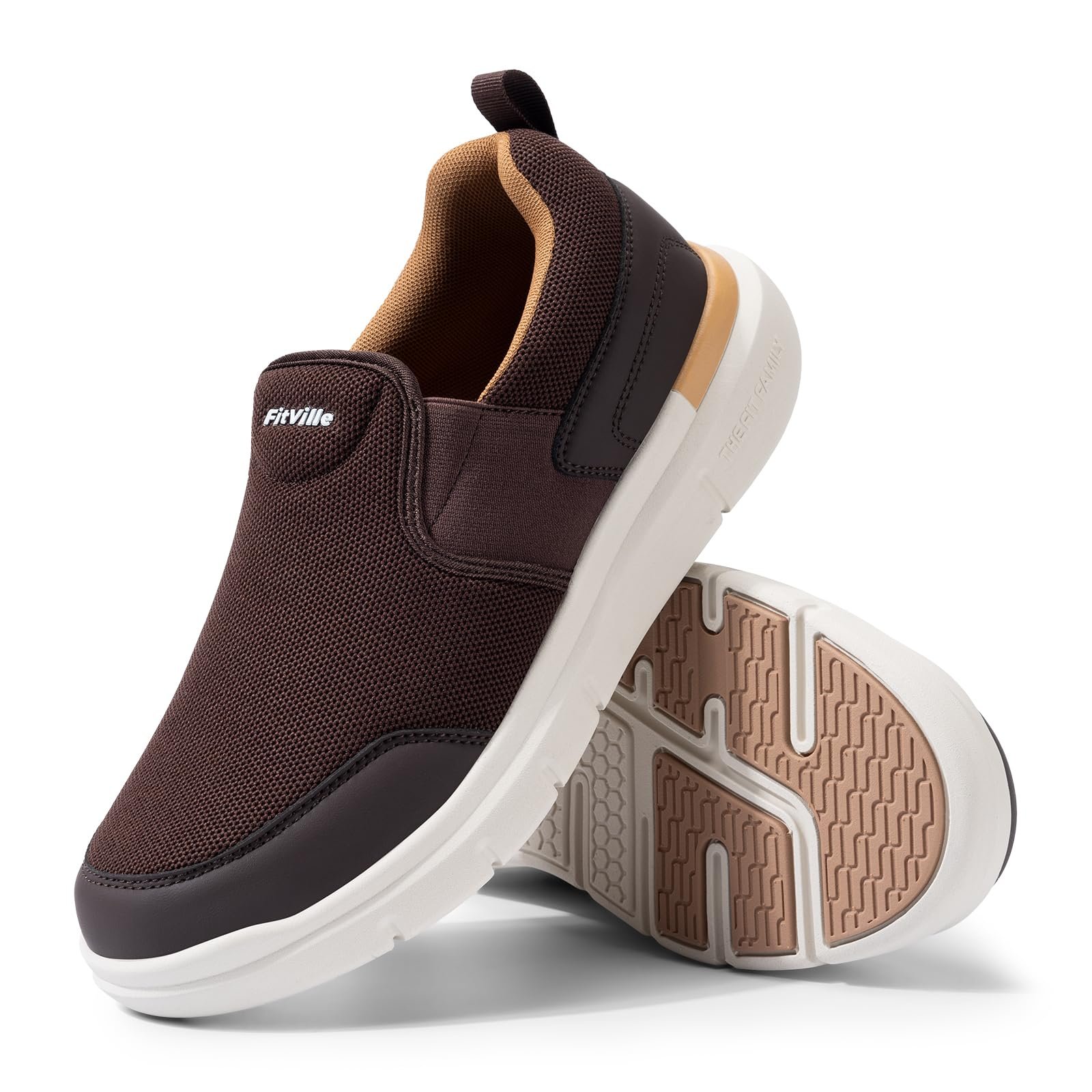 Кроссовки FitVille Без шнурков Мужские Очень широкие Нескользящие Для ходьбы Широкие Для улицы Удобные Легкие Дышащие Повседневные, фото №7