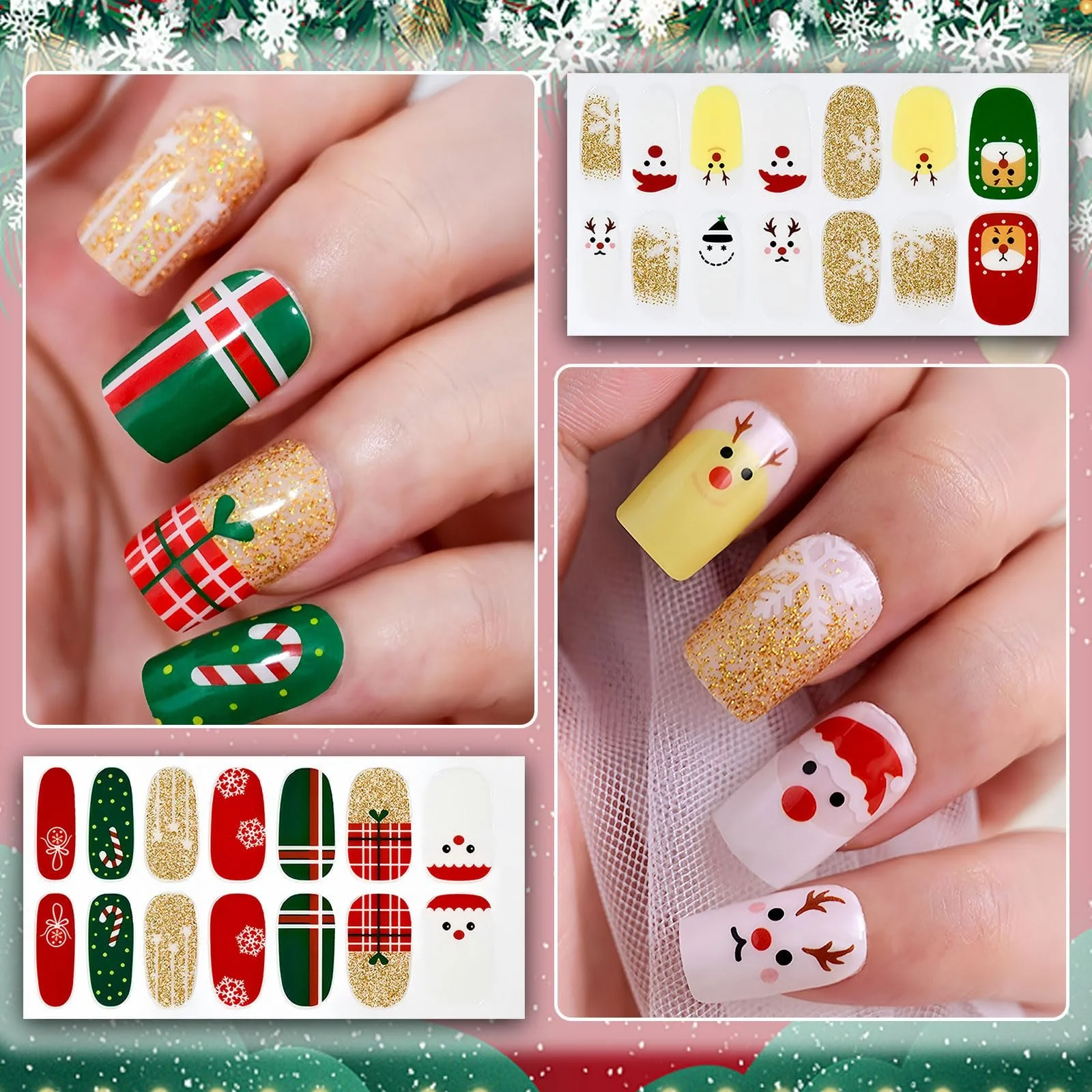 Наклейки для нігтів Christmas 8 аркушів з пилкою самоклеючі DIY, фото №5