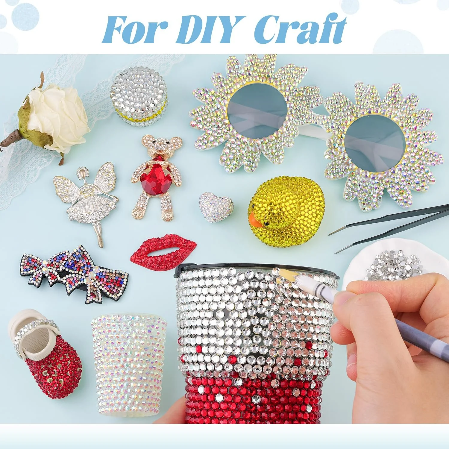 Стразы Круглые 3600 шт. 6 разных размеров с пинцетом, фото №5