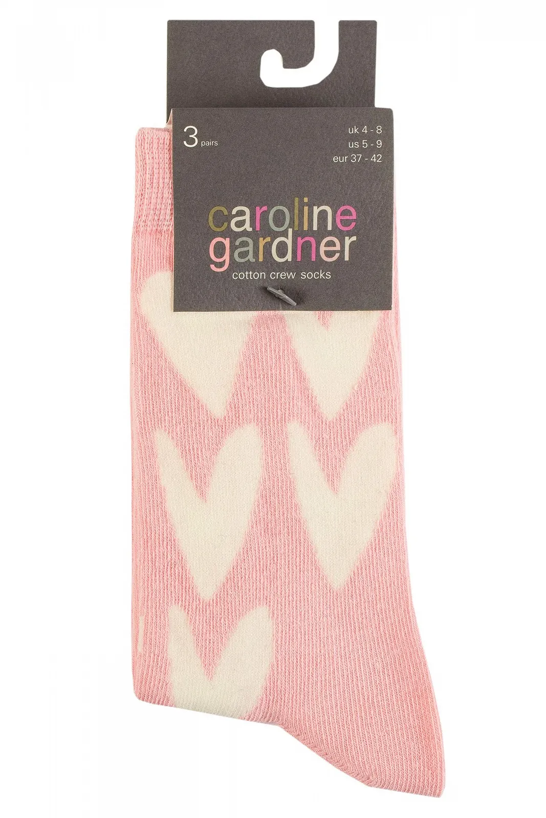 Носки Caroline Gardner Женские узорчатые хлопковые, Набор 3 пары, All about hearts розовый, фото №2 Носки Caroline Gardner Женские узорчатые хлопковые, Набор 3 пары, All about hearts розовый, фото №2