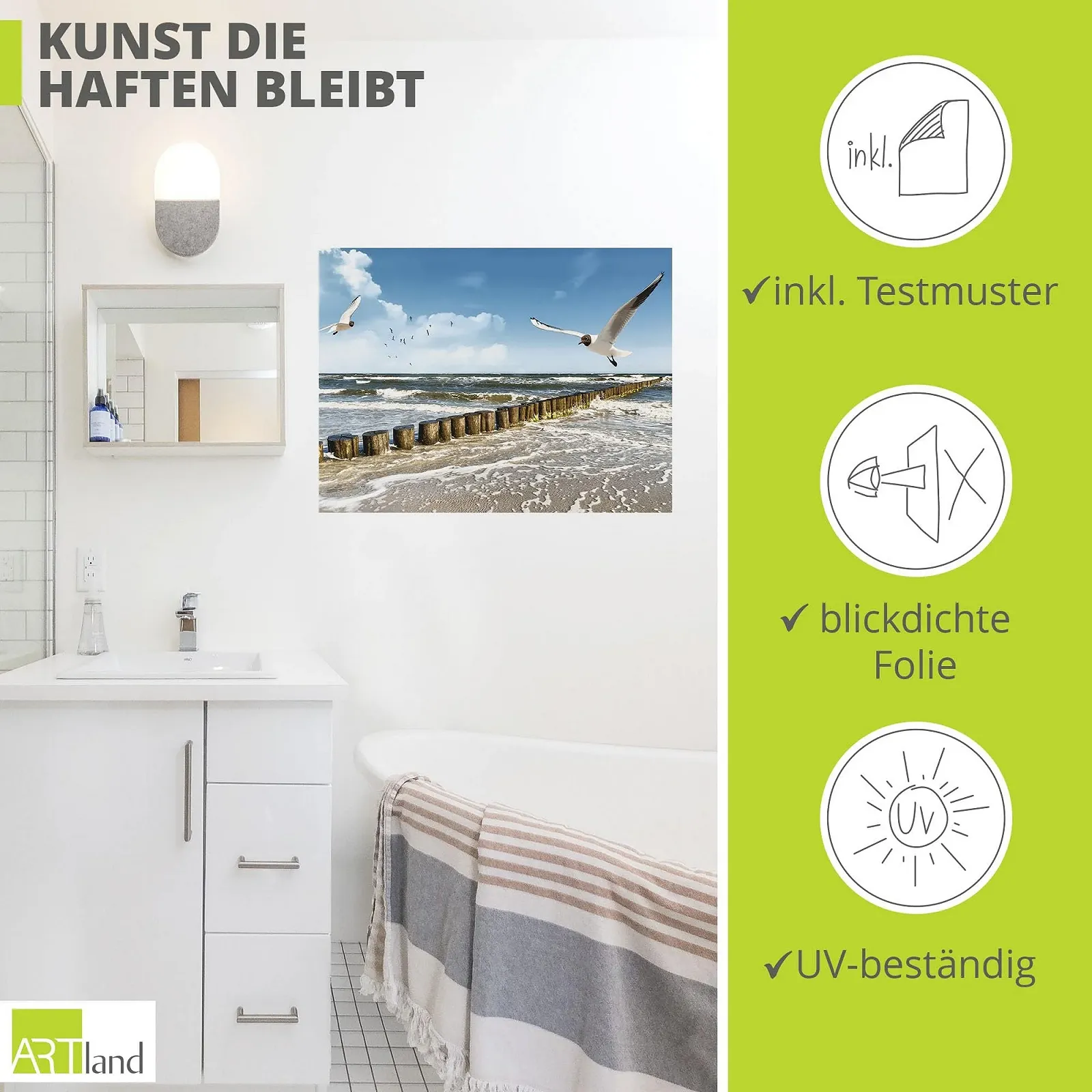 Наклейка на стіну Artland Baltic Sea Landscape Vinyl Water Photography Blue, фото №2