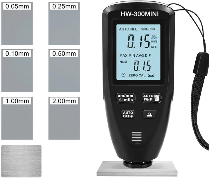 Толщиномер краски цифровой iCar HW-300 Mini 0 2000 мкм Fe и Nfe Черный 050738, фото №4 Толщиномер краски цифровой iCar HW-300 Mini 0 2000 мкм Fe и Nfe Черный 050738, фото №4