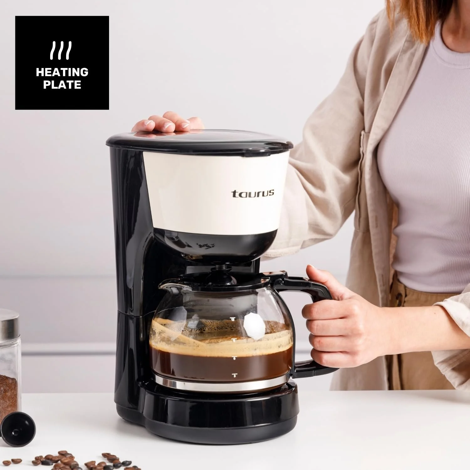 Капельная кофеварка Taurus Verona Vintage 12 чашек 1000 Вт Кремовый, фото №6