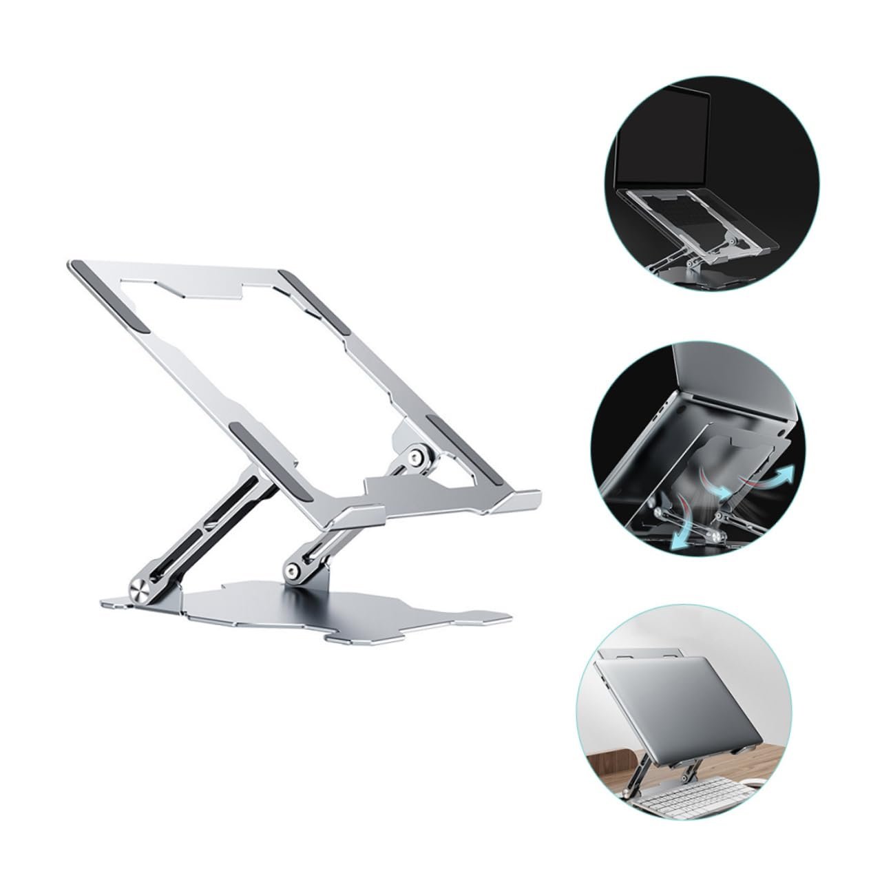 Регулируемая по высоте подставка для ноутбука SEWACC, алюминиевый сплав, эргономичная подставка для ноутбука с теплоотводом, нескользящая и складная конструкция, фото №5