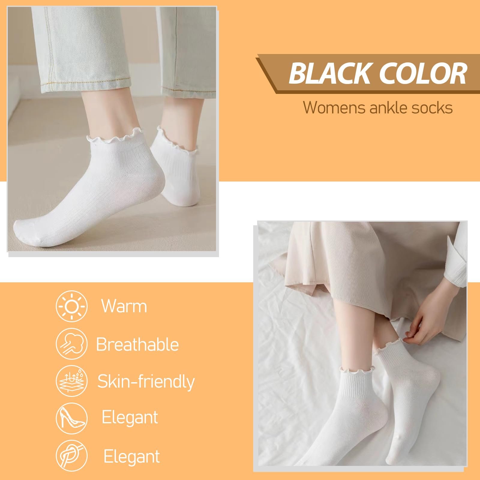 Шкарпетки з рюшами DMNQ (4 пари) Білий, фото №3