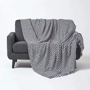 Покривало Homescapes Велике Чорний Гусяча лапка 228см x 254см synthetic.ua - Фото 1