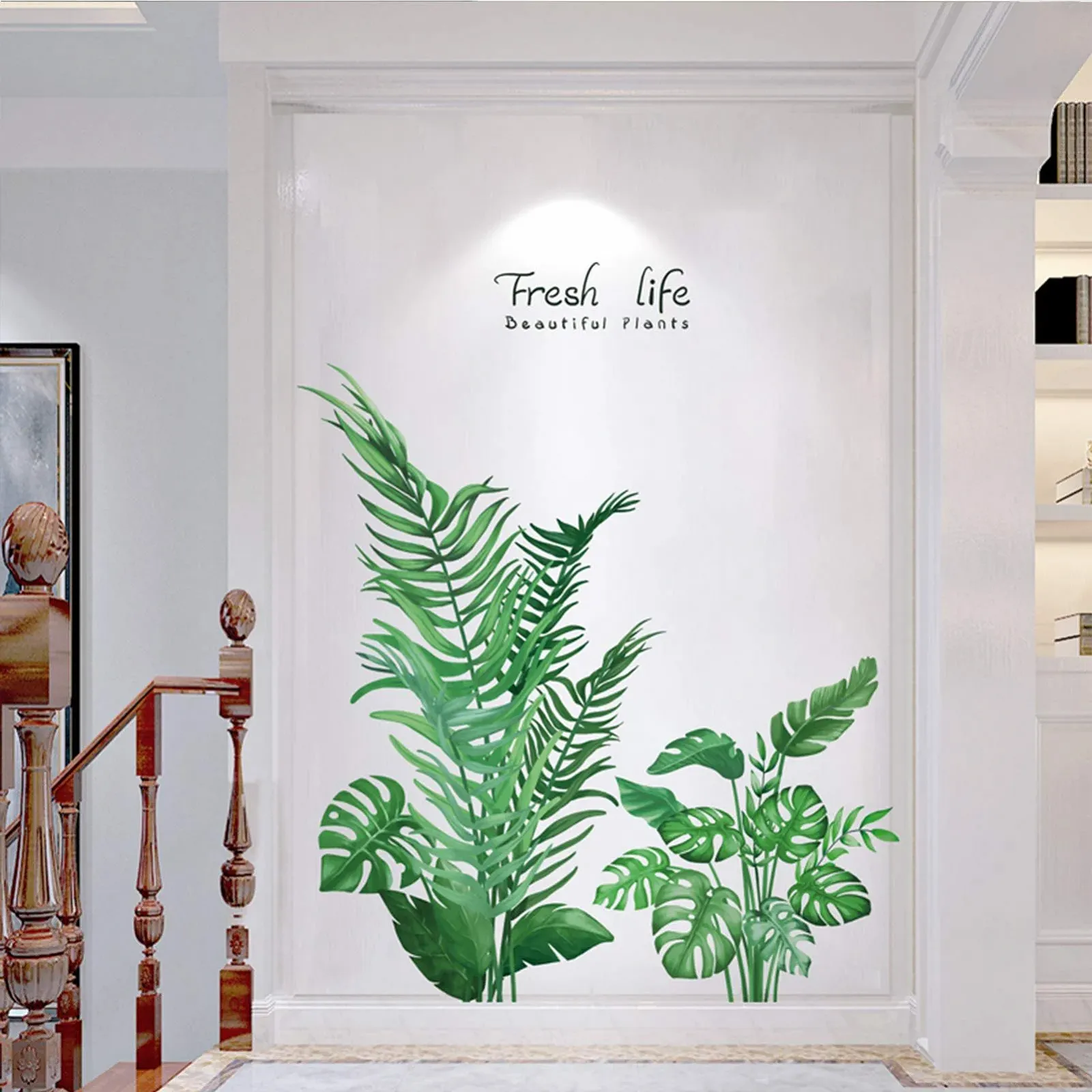 Наклейка на стіну TANOSAN Tropical Plants Green Plant Leaves Turtle Leaf Зелена, фото №7