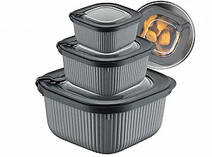 Купити Набір посуду для мікрохвильової печі uandu Microwave Cookware 3 шт з паровим клапаном BPA-free - Фото 1 Набір посуду для мікрохвильової печі uandu Microwave Cookware 3 шт з паровим клапаном BPA-free - Фото 1