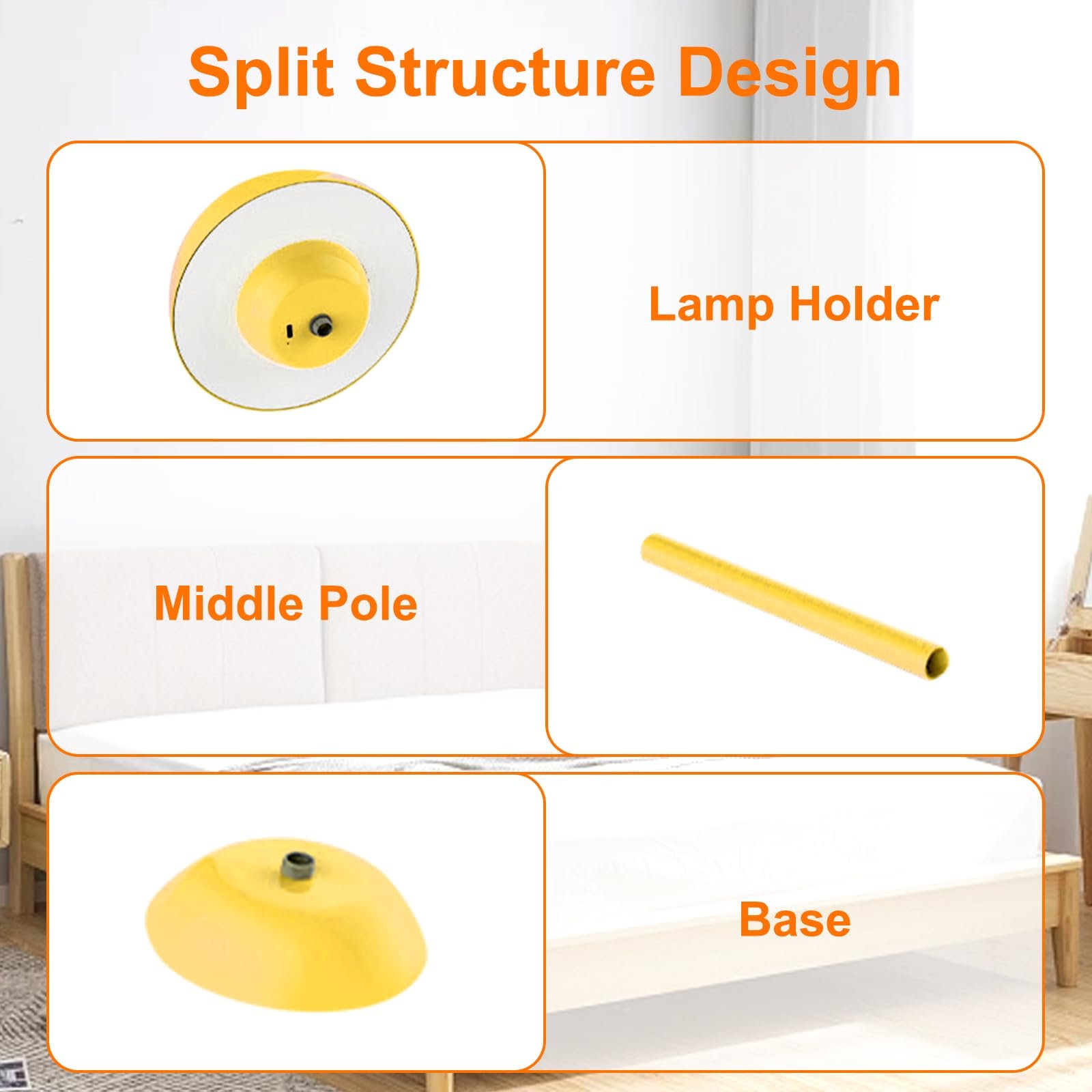 Настільна лампа LUPATDY Mushroom LED акумуляторна Touch 3 рівні яскравості Золотисто-жовта, фото №4